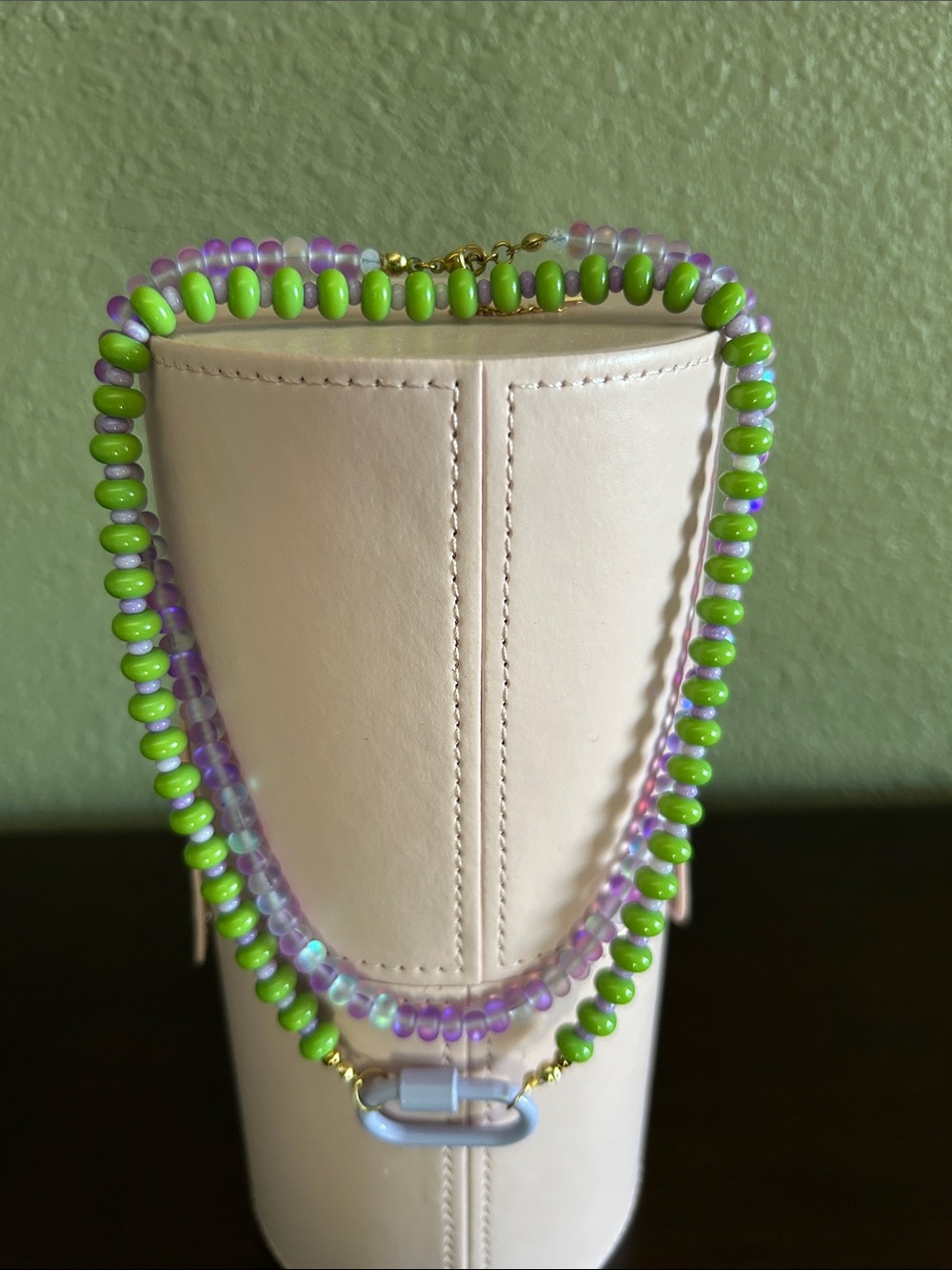 Purple and Lime Beaded Women's Necklace by purple Electrified opal